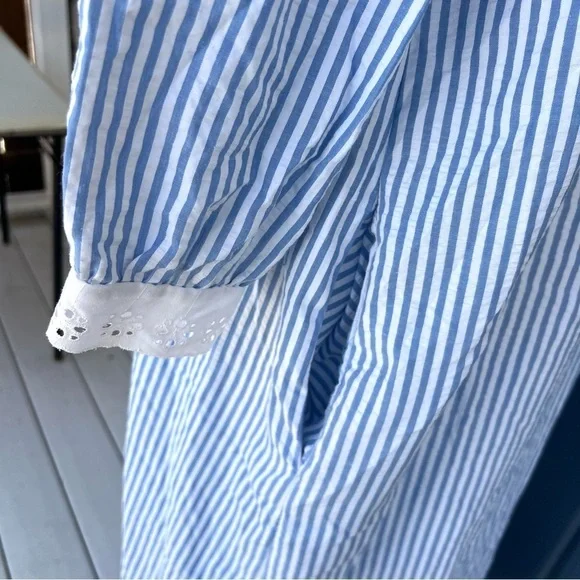 Vintage Saybury Blue Striped Nightgown Women's Size Large - Picture 4 of 8